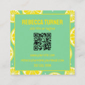 Green and Yellow Lemon Slice Pattern, QR Code Vierkante Visitekaartje (Achterkant)