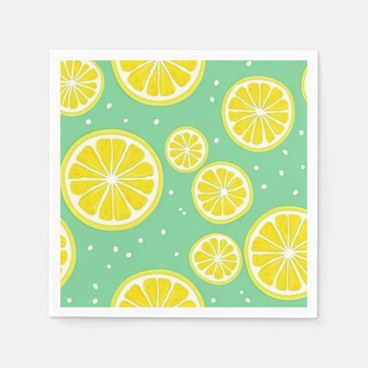 Green and Yellow Lemon Slice Pattern Servet (Voorkant)