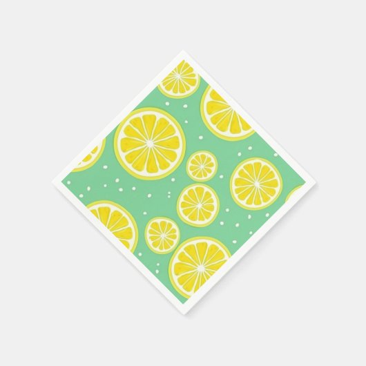 Green and Yellow Lemon Slice Pattern Servet (Hoek)