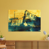 Green and Yellow Street Sign. Canvas Afdruk (Insitu (Woonkamer))