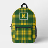 Green and yellow Tartan Plaid checkered Oregon Bedrukte Rugzak (Voorkant)