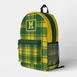 Green and yellow Tartan Plaid checkered Oregon Bedrukte Rugzak