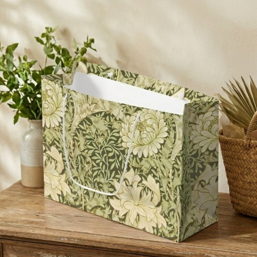 Green and Yellow William Morris Gift Bag Groot Cadeauzakje