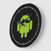 Green Android Robot Mustache op Black Grote Klok (Hoek)