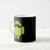 Green Android Robot Mustache op Black Koffiemok (Voorkant links)