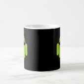 Green Android Robot Mustache op Black Koffiemok (Center)