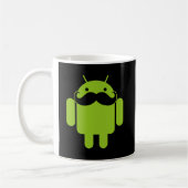Green Android Robot Mustache op Black Koffiemok (Links)
