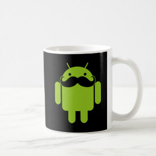 Green Android Robot Mustache op Black Koffiemok