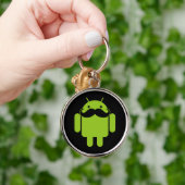 Green Android Robot Mustache op Black Sleutelhanger (Hand)