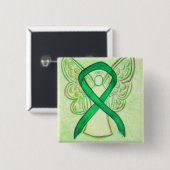 Green Angel Awareness Ribbon Custom Art Pins Vierkante Button 5,1 Cm (Voorkant /achterkant)