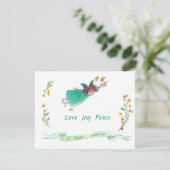 Green Angel, Garlands en Holiday Banner Feestdagenkaart (Staand voorkant)