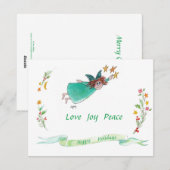 Green Angel, Garlands en Holiday Banner Feestdagenkaart (Voorkant / Achterkant)