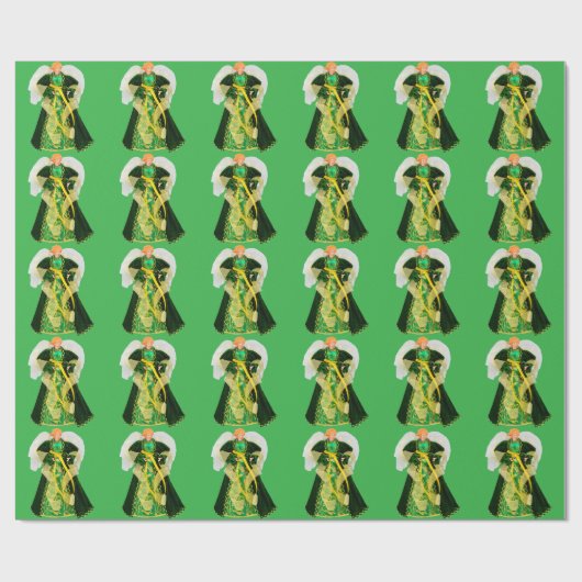 Green Angel Green Wrapping Paper Cadeaupapier (Vlak)