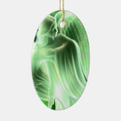 Green Angel met Gezegde - Ovale sierbloem Keramisch Ornament (Rechts)