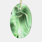 Green Angel met Gezegde - Ovale sierbloem Keramisch Ornament (Links)