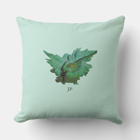 Green Angel Monogram Decorative Floor Cushion Kussen (Voorkant)