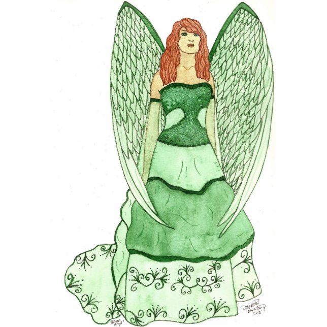 Green Angel Sculpture Staand Fotobeeldje (Voorkant)