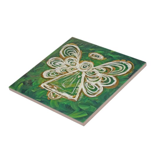 Green Angel Tile Gift Tegeltje (Zijkant)