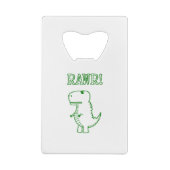 Green Angry T Rex Dino Creditkaart Flessenopener (Achterkant)