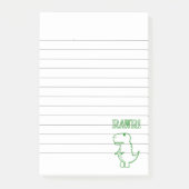 Green Angry T Rex Dino Lined Post-it® Notes (Voorkant)