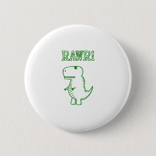 Green Angry T Rex Dino Ronde Button 5,7 Cm