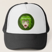 Green Anime Girl Trucker Pet (Voorkant)