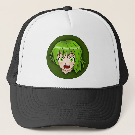 Green Anime Girl Trucker Pet (Voorkant)