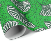 Green Ankara Fan Print Wrapping Paper Cadeaupapier (Rol Hoek)