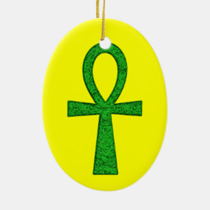 Green Ankh Keramisch Ornament