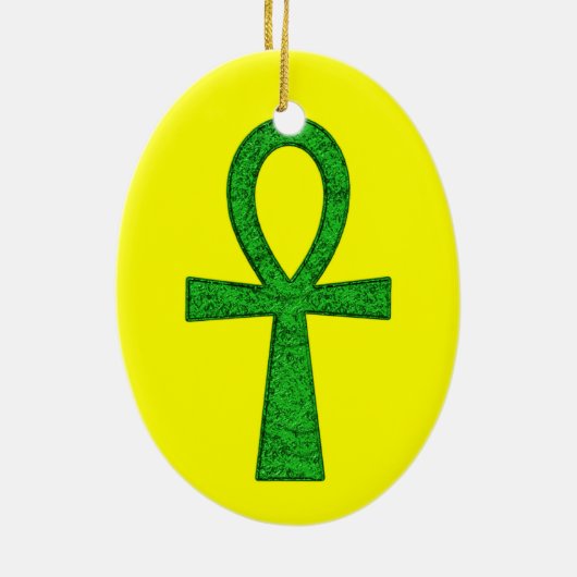 Green Ankh Keramisch Ornament (Achterkant)