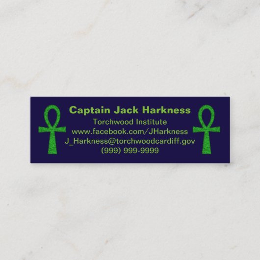 Green Ankh Profile Card Mini Visitekaartje (Voorkant)