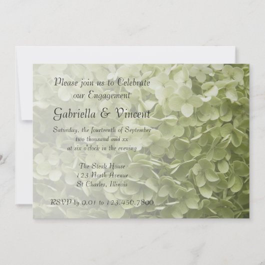 Green Annabelle Hydrangea Floral Engagement Party Kaart (Voorkant)