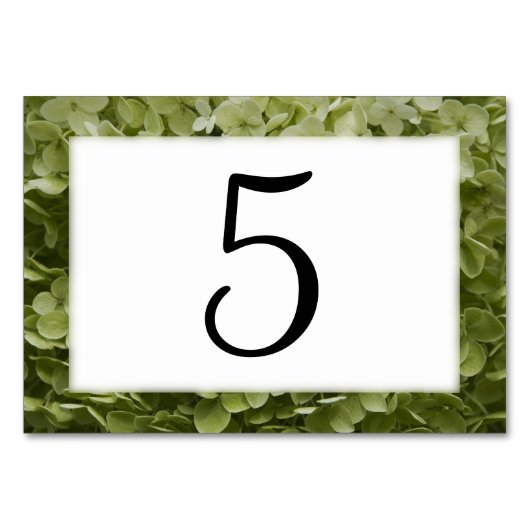 Green Annabelle Hydrangea Floral Table Numbers Kaart (Voorkant)