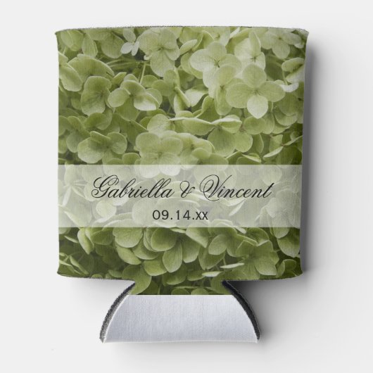 Green Annabelle Hydrangea Floral Wedding Favors Blikjeskoeler (Voorkant)