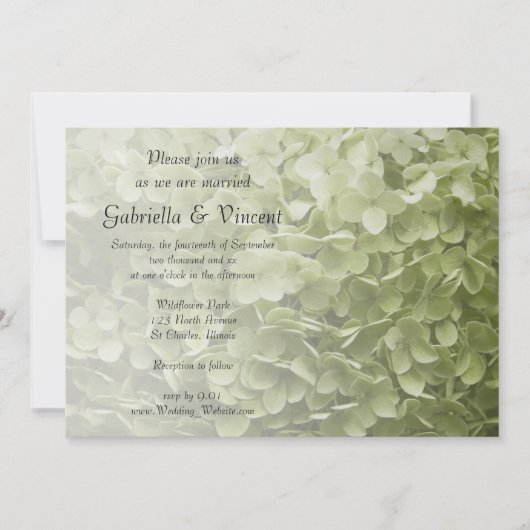 Green Annabelle Hydrangea Floral Wedding Kaart (Voorkant)