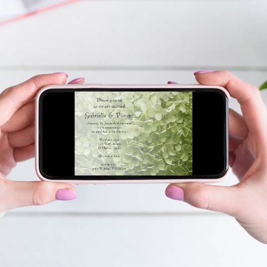 Green Annabelle Hydrangea Floral Wedding Kaart