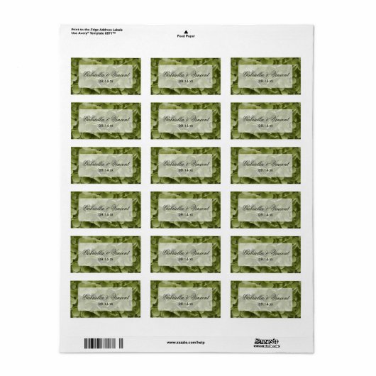 Green Annabelle Hydrangea Floral Wedding Label (Full Sheet)
