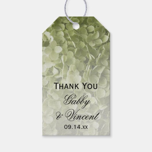 Green Annabelle Hydrangea Floral Wedding Label Cadeaulabel (Voorkant)