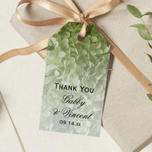 Green Annabelle Hydrangea Floral Wedding Label