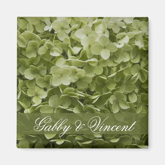 Green Annabelle Hydrangea Floral Wedding Magneet (Voorkant)