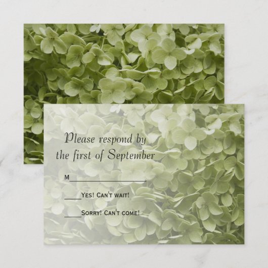Green Annabelle Hydrangea Floral Wedding RSVP (Voorkant / Achterkant)