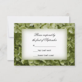 Green Annabelle Hydrangea Floral Wedding RSVP Kaartje