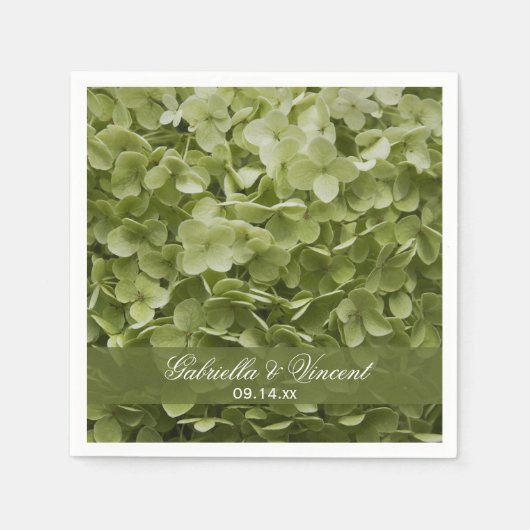 Green Annabelle Hydrangea Floral Wedding Servetten (Voorkant)