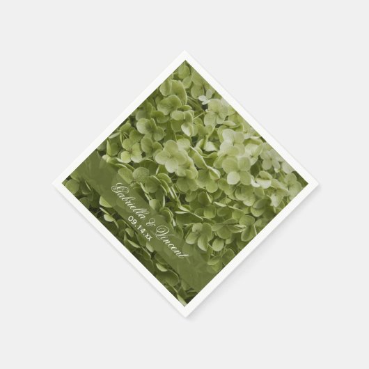 Green Annabelle Hydrangea Floral Wedding Servetten (Hoek)