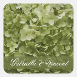 Green Annabelle Hydrangea Floral Wedding Vierkante Sticker