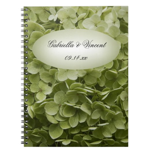 Green Annabelle Hydrangea Flower Wedding Notitieboek (Voorkant)