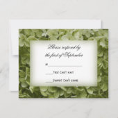 Green Annabelle Hydrangea Flower Wedding RSVP Kaar (Voorkant)