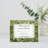 Green Annabelle Hydrangea Flower Wedding RSVP Kaar (Staand voorkant)