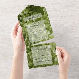Green Annabelle Hydrangea Flowers Wedding All In One Uitnodiging