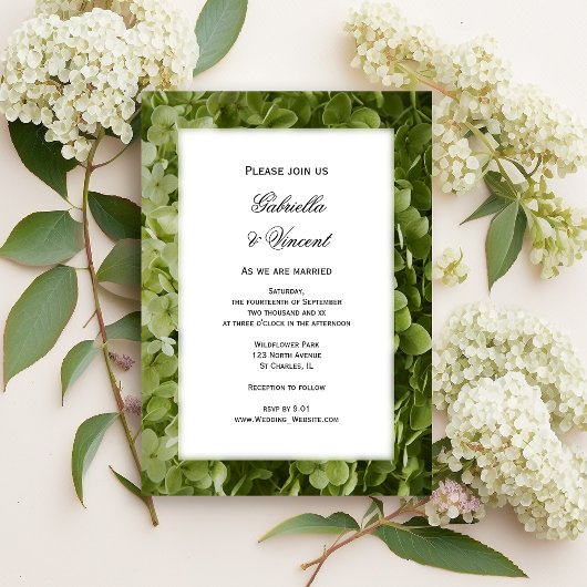 Green Annabelle Hydrangea Flowers Wedding Kaart